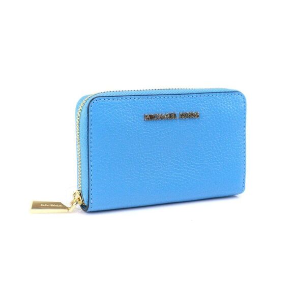 NWT Michael Kors Jet Set Pebble Leather ID Card Coin Wallet South Pacific - Picture 1 of 7